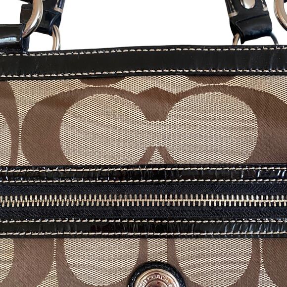 Gorgeous Coach Laura Signature Carryall Bag Tote Satchel Brown Khaki Laptop - Picture 3 of 8